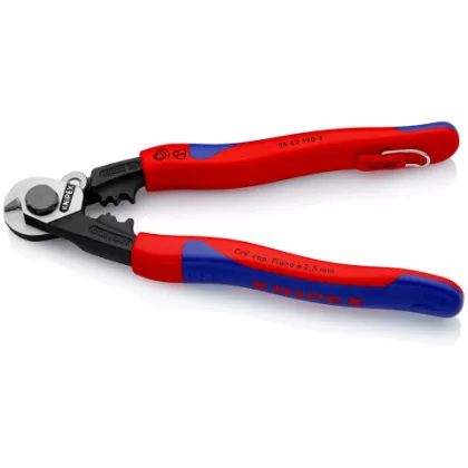   KNIPEX 95 62 190 T Drótkötél olló Kovácsolt TT 190 x 66 x 24 mm