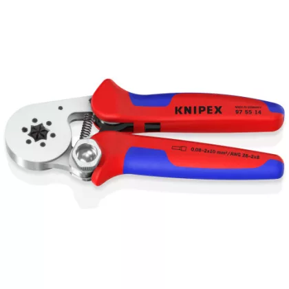   KNIPEX 97 55 14 Önbeállító krimpelő fogó érvéghüvelyhez Oldalsó bevezetéssel 180 x 75 x 21 mm