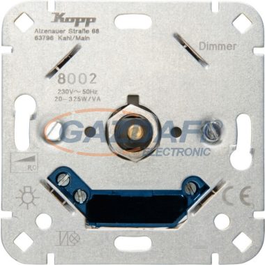 KOPP 800200001 HK07 fényerőszabályzó DW-RC325 VA, betét Süllyesztett 230V 20 – 325 VA