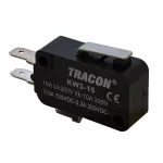   TRACON KW3-15 Helyzetkapcsoló, mikro, rugószáras 1×CO 10A/230VAC, 0,3A/250VDC, 15mm, 4,8x0,5 mm, IP00