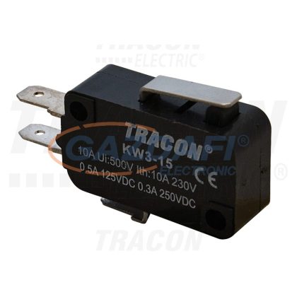   TRACON KW3-15 Helyzetkapcsoló, mikro, rugószáras 1×CO 10(3)A/230V, 15mm, 4,8x0,8 mm, IP00