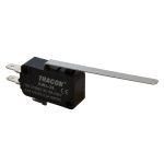   TRACON KW3-25 Helyzetkapcsoló, mikro, rugószáras 1×CO 10A/230VAC, 0,3A/250VDC, 52mm, 4,8x0,5 mm, IP00