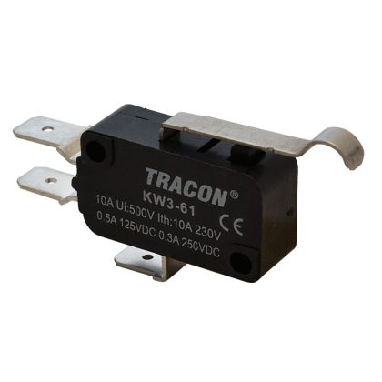   TRACON KW3-61 Helyzetkapcsoló, mikro, íves-rugószár 1×CO 10A/230VAC, 0,3A/250VDC, 28mm, 6,3x0,8 mm, IP00