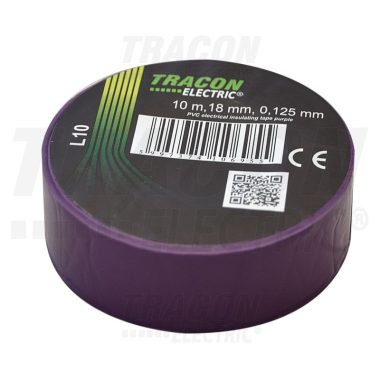 TRACON L10 Szigetelőszalag, lila 10m×18mm, PVC, 0-90°C, 40kV/mm, 10 db/csomag