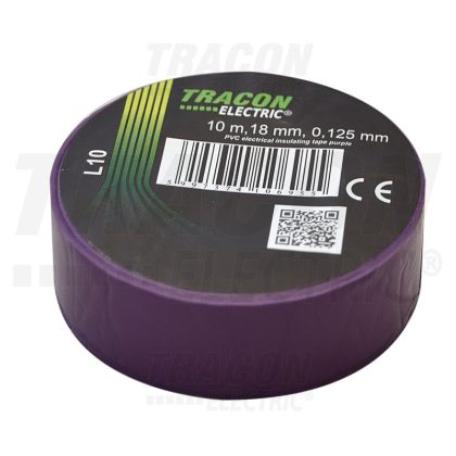   TRACON L10 Szigetelőszalag, lila 10m×18mm, PVC, 0-90°C, 40kV/mm, 10 db/csomag