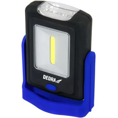 DEDRA Zseblámpa 1W COB LED+3 LED szögletes talppal