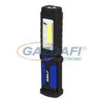 DEDRA Zseblámpa 3W COB LED+1W LED talppal 2xAA elemekkel