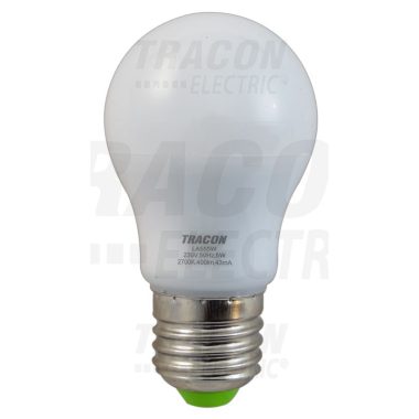 TRACON LA555W Gömb búrájú LED fényforrás 230 VAC, 5 W, 2700 K, E27, 400 lm, 250°, A55, EEI=A+
