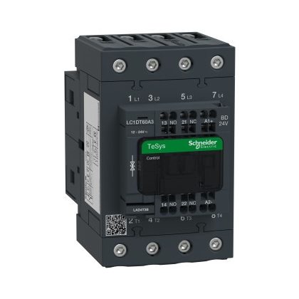   SCHNEIDER LC1DT60A3BD 4 pólusú Everlink mágneskapcsoló AC1 415V 60A rugós vezérlő sorkapoccsal 24V DC