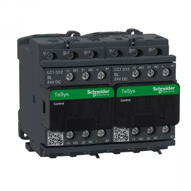 SCHNEIDER LC2D12BL Kisfogy. DC, 5,5kW/12A (400V, AC3), csavaros csatlakozás, 1Z+1NY
