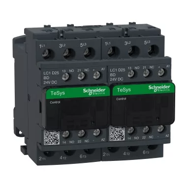 SCHNEIDER LC2D25BD DC irányváltó, 11kW/25A (400V, AC3), csavaros csatlakozás, 1Z+1NY