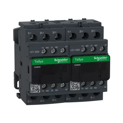   SCHNEIDER LC2D25E7 AC irányváltó, 11kW/25A (400V, AC3), csavaros csatlakozás, 1Z+1NY