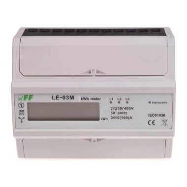 F&F Háromfázisú fogyasztásmérő, LCD, IP20, 3x230V, 400V+N, max. 100A, TS35/7M