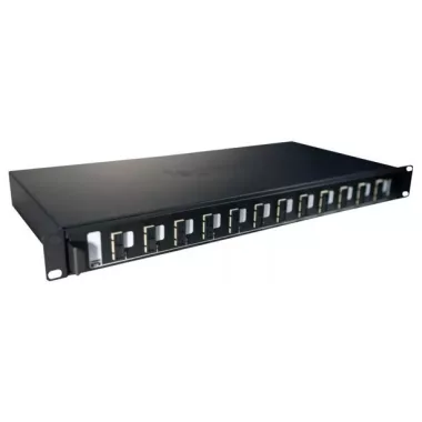LEGRAND 032161 optikai patch panel fix 12xSC duplex multimódusú 1U-19" fekete LCS3