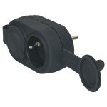   LEGRAND 050490 Double 2P+F distributor with flap cover, rubber, IP44 - IK08, 16 A