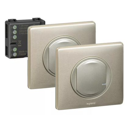   LEGRAND 067778 Párosított szett: Alternatív kapcsolás mikromodul segítségével - 2 vezeték nélküli kapcsoló + mikromodul  Céliane Netatmo Titánium
