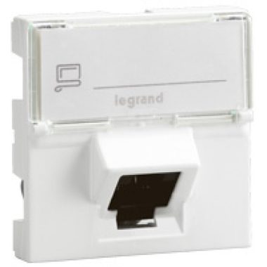 LEGRAND 076505 Program Mosaic RJ 45 informatikai csatlakozóaljzat, 1 x RJ 45 árnyékolt (FTP) Cat.6, 2 modul széles, 45°-ban döntött aljzattal, fehér