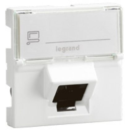 LEGRAND 076505 Program Mosaic RJ 45 informatikai csatlakozóaljzat, 1 x RJ 45 árnyékolt (FTP) Cat.6, 2 modul széles, 45°-ban döntött aljzattal, fehér