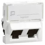 LEGRAND 076506 Program Mosaic RJ 45 informatikai csatlakozóaljzat, 2 x RJ 45 árnyékolt (FTP) Cat.6, 2 modul széles, 45°-ban döntött aljzattal, fehér