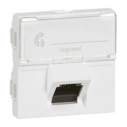   LEGRAND 076507 Program Mosaic RJ 45 informatikai csatlakozóaljzat, 1 x RJ 45 árnyékolt (STP) Cat.6, 2 modul széles, 45°-ban döntött aljzattal, energiaoszlophoz, fehér