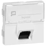 LEGRAND 076508 Program Mosaic RJ 45 informatikai csatlakozóaljzat, 1 x RJ 45 árnyékolt (STP) Cat.6A, 2 modul széles, 45°-ban döntött aljzattal, fehér