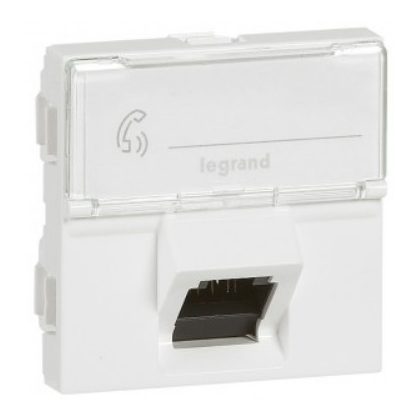   LEGRAND 076509 Program Mosaic RJ 45 IT socket, 1 x RJ 45 unshielded (UTP) Cat.6A, 2 modules with wide 45 ° tilt socket, white