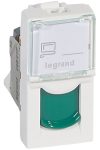 LEGRAND 076526 Program Mosaic RJ 45 informatikai csatlakozóaljzat, 1 x RJ 45 árnyékolatlan (UTP) Cat.6A, 1 modul széles, zöld redőnnyel, fehér