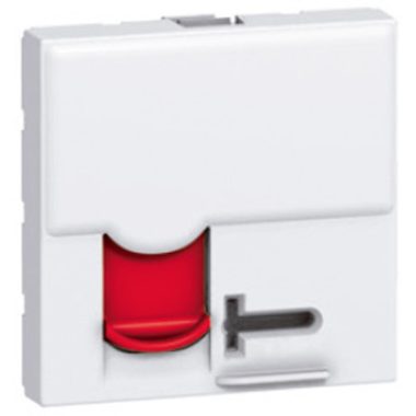 LEGRAND 076590 Program Mosaic RJ 45 IT socket, 1 x RJ 45 unshielded (UTP) Cat.6A, 2 modules wide, with red lock, supplied with 2 keys, white