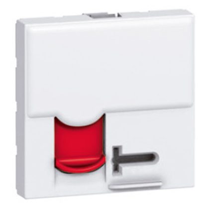   LEGRAND 076590 Program Mosaic RJ 45 IT socket, 1 x RJ 45 unshielded (UTP) Cat.6A, 2 modules wide, with red lock, supplied with 2 keys, white