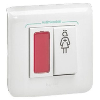   LEGRAND 076685 Program Mosaic nurse call unit with red indicator light, IP20, supplied with mounting flange and white frame, antimicrobial
