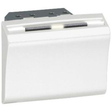 LEGRAND 076728 Program Mosaic elektronikus hotelkártya-kapcsoló, 2 modul széles, kizárólag MIFARE kontaktus mentes ISO szabványú kártyákkal működik (pl. kat.szám 076711/12/13), kapcsolható teljesítmény: 110 V~ - 15 VA, 230 V~- 30 VA, fehér