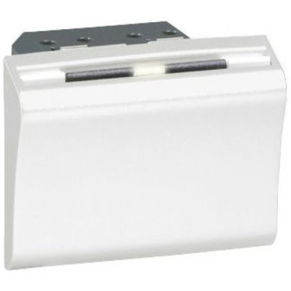   LEGRAND 076728 Program Mosaic elektronikus hotelkártya-kapcsoló, 2 modul széles, kizárólag MIFARE kontaktus mentes ISO szabványú kártyákkal működik (pl. kat.szám 076711/12/13), kapcsolható teljesítmény: 110 V~ - 15 VA, 230 V~- 30 VA, fehér