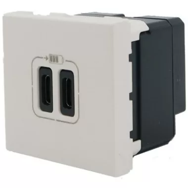 LEGRAND 077590 Program Mosaic kettős USB-C - 230 V - 5 V, 2 modul, fehér