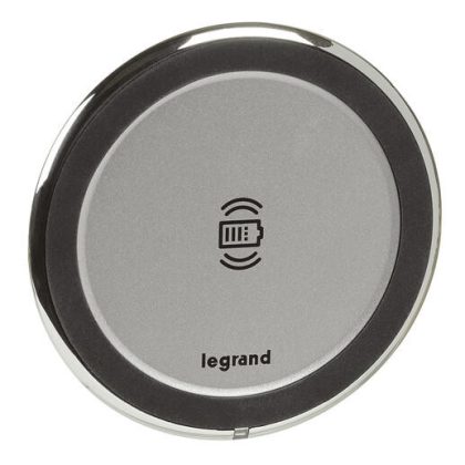   LEGRAND 077640L Program Mosaic bútorba süllyeszthető (Ø80mm) vezeték nélküli töltő, 15 W, IP44, alumínium
