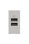 LEGRAND 077661L Program Mosaic kettős USB-A töltőaljzat - 3 A - 15 W, 1 modul, alumínium