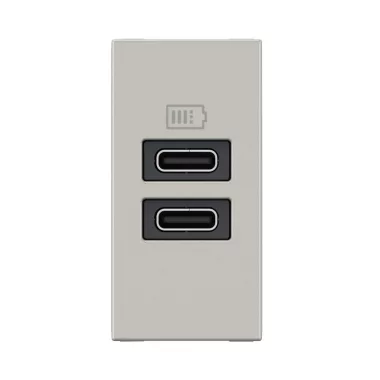 LEGRAND 077681L Program Mosaic kettős USB-C töltőaljzat - 3 A - 15 W, 1 modul, alumínium