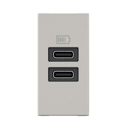 LEGRAND 077681L Program Mosaic kettős USB-C töltőaljzat - 3 A - 15 W, 1 modul, alumínium
