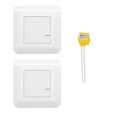 LEGRAND 077732L Program Mosaic előre párosított váltókapcsolós szett 1 db okos egypólusú kapcsolóból (nulla mentes) és 1 db szimpla távvezérlő kapcsolóból álló készlet, két helyről történő v