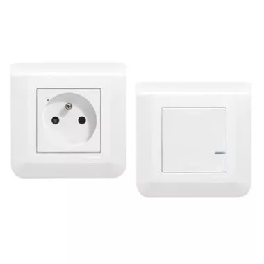 LEGRAND 077734L Program Mosaic pre-paired socket set Set of 1 smart socket and 1 single remote control switch, French pin design white