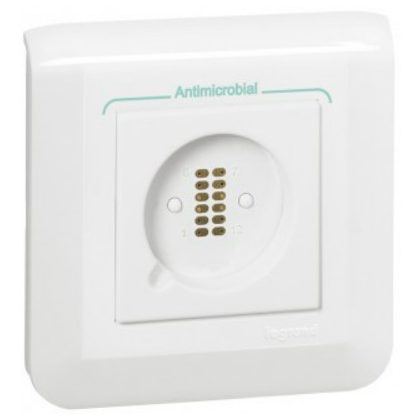   LEGRAND 078247L Program Mosaic magnetic socket cat. No. 078242/44 for hand-held nurse call point, supplied with frame and mounting flange, antimicrobial