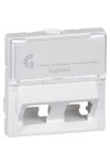 LEGRAND 078613 Program Mosaic front frame for IT sockets, for double Keystone socket, tilted 45 °, 2 modules wide, with transparent label holder, white
