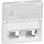 LEGRAND 078613 Program Mosaic előlapi keret informatikai csatlakozóaljzatok számára, kettős Keystone csatlakozóaljzathoz, 45°-ban döntött, 2 modul széles, átettsző címketartóval, fehér