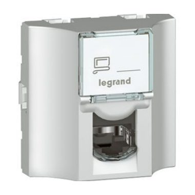 LEGRAND 078621 Program Mosaic LCS2 RJ 45 socket with rear RJ 45 connection, Cat. 5e FTP, 9-pin, 2 modules wide, white
