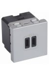 LEGRAND 079390 Program Mosaic kettős USB-C - 230 V - 5 V, 2 modul, alumínium