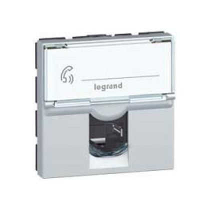   LEGRAND 079474 Program Mosaic RJ 45 informatikai csatlakozóaljzat, 1 x RJ 45 árnyékolatlan (UTP) Cat.6A, 2 modul széles, aluminium