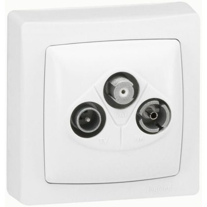   LEGRAND 086042 Oteo TV-RD-SAT termination antenna socket, decoupling attenuation: ≤ 2 dB, with quarter-turn connection, white RAL 9010