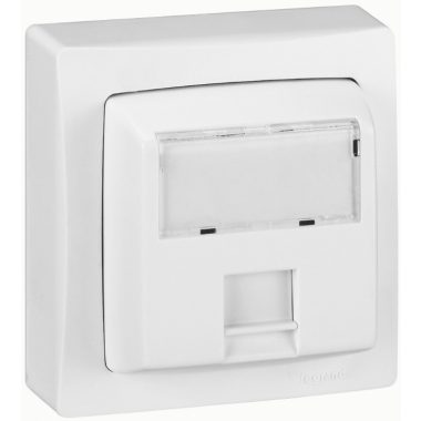 LEGRAND 086047 Oteo RJ 45 Cat.6 FTP informatikai csatlakozóaljzat, 9 érintkezős, fehér RAL 9010