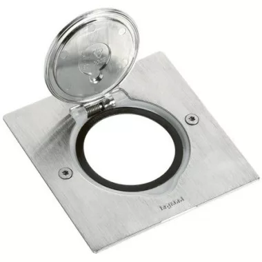 LEGRAND 089700 Mini négyzetes padlódoboz csatlakozóaljzathoz, rozsdamentes acél