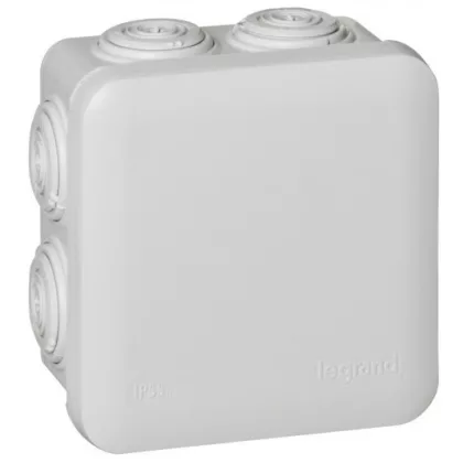   LEGRAND 092012 Plexo 55 négyzet alakú szerelődoboz 80×80×45 mm, 7 bemenet, szürke