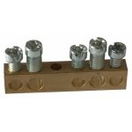   LEGRAND 134000 PractiboxS screw-fastened bare brass PE distribution terminal, 5 connection points, 2x16mm² + 3x10mm²; Icc=6 kA